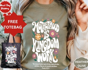 Motherhood is Kingdom Work Shirt, Christian Mom Shirt, Retro Christian Mom T Shirt, Christian Mothers Day Shirt, Bible Shirt