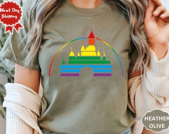 Chemise château Disney fierté, chemise LGBT vacances Disney, t-shirt arc-en-ciel, chemises LGBTQ, T-shirt gay lesbien, chemise égalité, t-shirt bi droits
