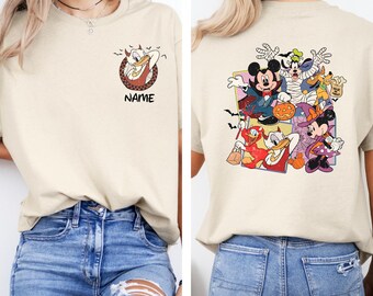 Koszulki Disney Halloween 2024, Koszulka Myszka Miki i Przyjaciele na Halloween, Koszulka na imprezę Halloween, Koszulka Disney Halloween