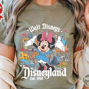 Retro Walt Disney&#39;s Disneyland All Characters Shirt, Disneyland Shirt, Personalized Disney Tee, Disney Family Trip Shirt, Mickey and Friends