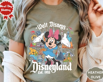 Retro Walt Disney's Disneyland All Characters Shirt, Disneyland Shirt, Personalized Disney Tee, Disney Family Trip Shirt, Mickey and Friends