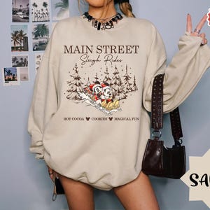 Retro Mickey Minnie Main Street Sleigh Rides Shirts, Disney Christmas Shirt, Mickey Minnie Christmas Sweatshirt, Mickey Christmas Gift