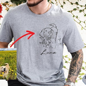 Custom Pet Portrait  Shirt Outline Photo T-shirt Pet Owner Line Art Portrait from Photo Dog Line Art Tee Cat Outline Sweater