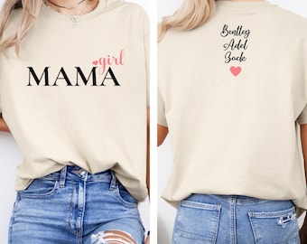 Gepersonaliseerde T-shirt Girl Mama, Custom Mom Of Girls-T-shirt, Outfit New Mama, Baby Aankondiging Momma Kleding, Leuke Mama Verjaardagscadeaus