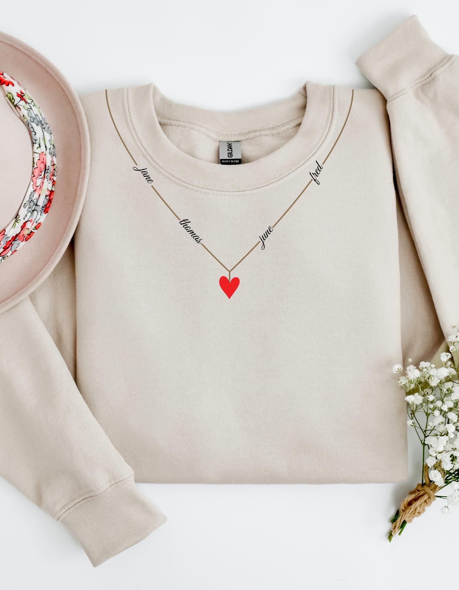 Custom Mama Sweatshirt with Kid Name on neck, Personalized Mom Sweatshirt, Minimalist Momma Sweater, Christmas Gift for Mom, Gift for Her