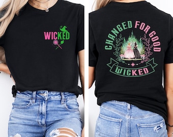 Camiseta "Cambio perverso para siempre", varita mágica "Desafía la gravedad", camiseta para fan de películas de magos, regalo para fan de musicales perversos