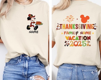 Disney 2025 TThanksgiving Family Vacation Shirts,Mickey Castle 2025 Shirts,Disneyland Family Trip Shirt Custom Family HalloweeN Mickey Shirt