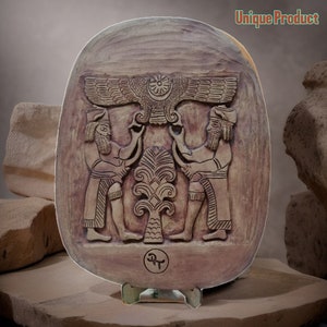 Enlil &Enki İn sumerischen Glaubens, zwei Götter Brüder handgefertigte Tonrelieftablette Replik