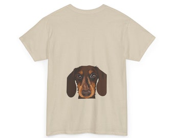 Unisex Heavy Cotton Teckel Tee, Dog T-shirt, dog face back side t-shirt, hubbys dog face t-shirt, teckel Tee, teckel clothes, dachshunds Tee