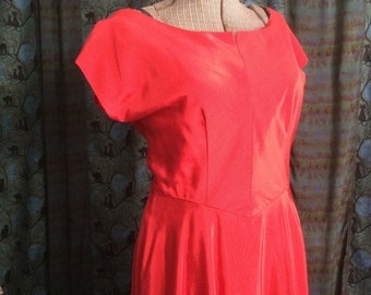 Red 50's Style Retro Swing Dress, Red Party Dress, Red Cocktail Dress