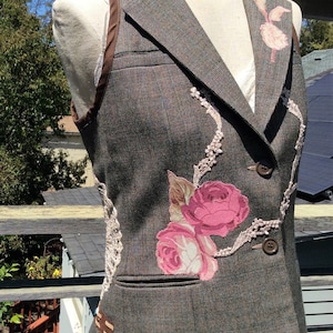 SALE! Upcycled Sleeveless Jacket, Tailcoat Jacket, Women&#39;s Vest Jacket, Embellished Jacket