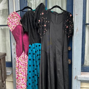 Lot of Three Vintage Retro Dresses, OOAK Dresses