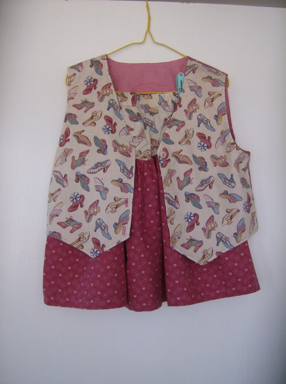 Vintage Girls' Skirt and Vest Outfit, Antique Shoe