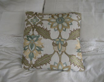 Embroidered Decorative Pillow Cover, Throw Pillow, Shabby Chic Decor, OOAK