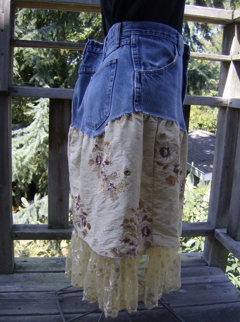 Upcycled Denim Skirt Plus Size Recycled Jeans Skirt Upcycled Etsy