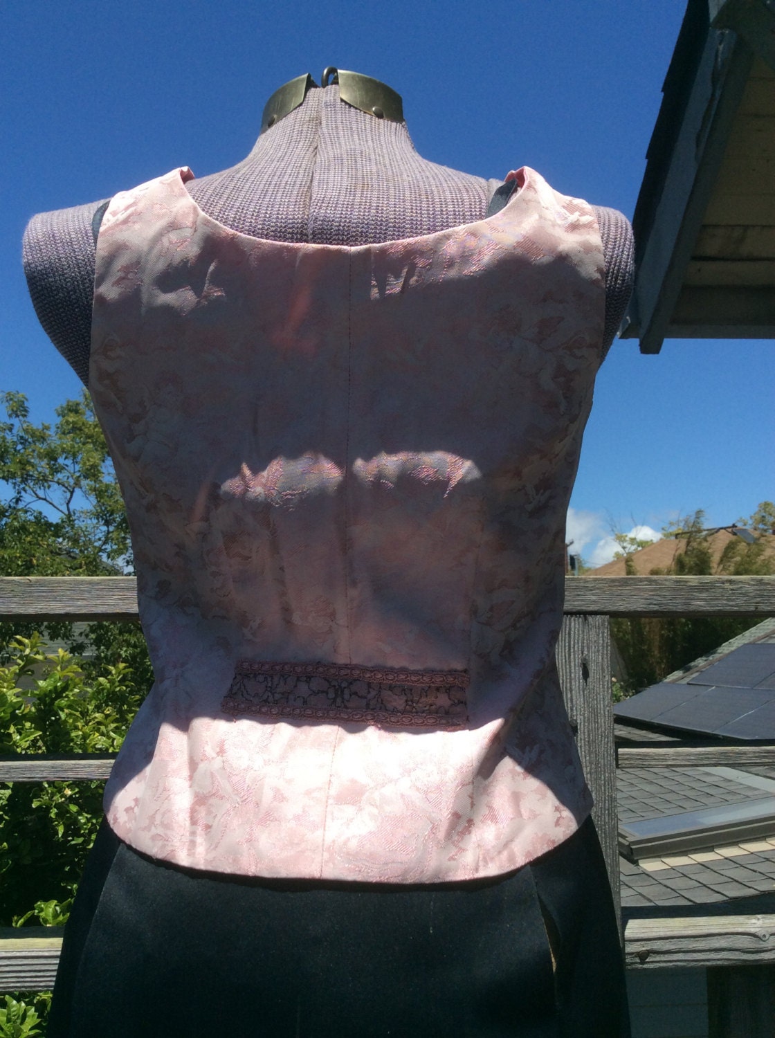 Pink Lace Brocade Women's Vest Pink Taffeta and Lace Top - Etsy