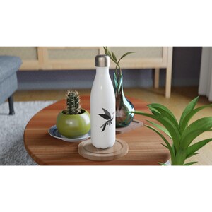 Hummingbirds - White Stainless Steel Water Bottle 483 ml (17 oz)