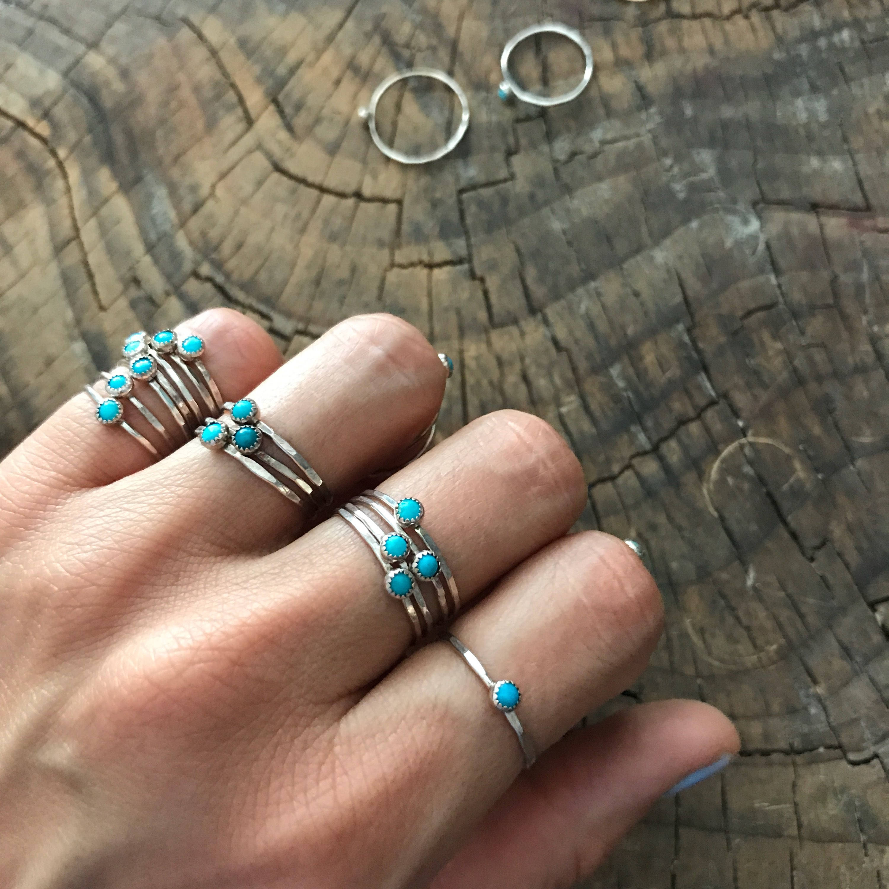 SALE Tiny Tahoe Turquoise Stacking Ring | Etsy