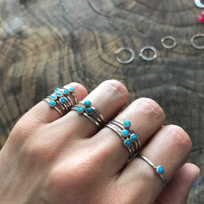 SALE Tiny Tahoe Turquoise Stacking Ring image 5