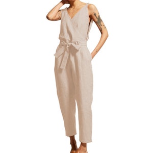 elegante katoenen jumpsuit, zomer jumpsuit, casual jumpsuit, plus size jumpsuit GRATIS Amerikaanse verzending Khaki