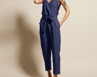 elegante katoenen jumpsuit, zomer jumpsuit, casual jumpsuit, plus size jumpsuit GRATIS Amerikaanse verzending