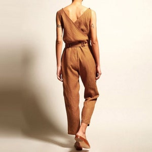 elegante katoenen jumpsuit, zomer jumpsuit, casual jumpsuit, plus size jumpsuit GRATIS Amerikaanse verzending afbeelding 4