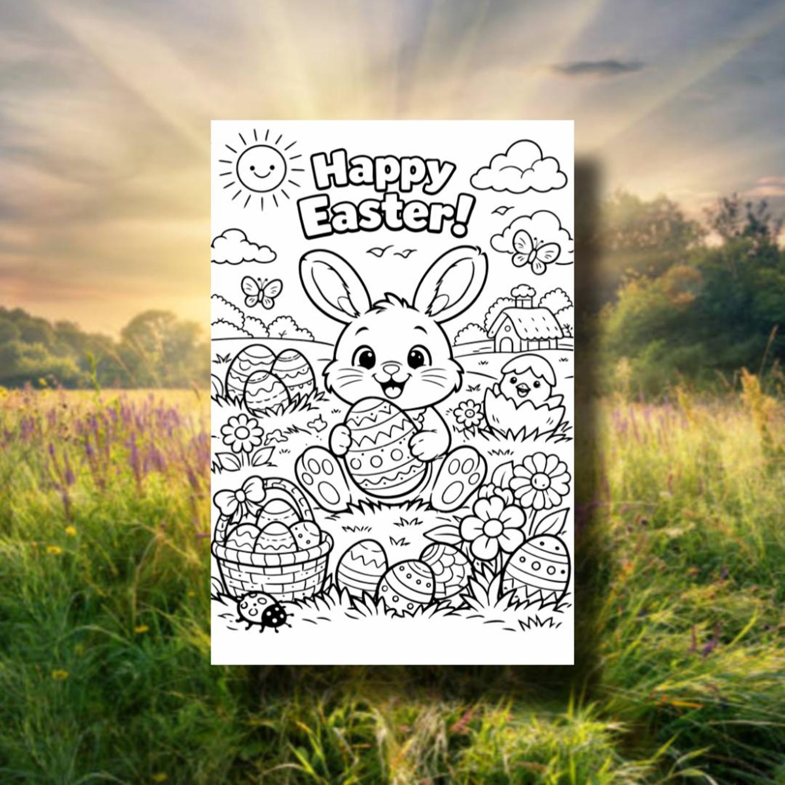 Easter Bunny Coloring Page – Kids Spring Activity (PDF Download) - Etsy