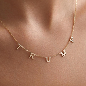 Collar con letra personalizada, joyería con nombre personalizado para mujer, collar con inicial de oro, colgante con letra espaciada, regalo para él, regalo de Navidad
