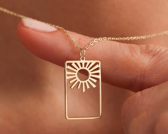 Zon ketting | Roestvrij staal, zon hanger ketting, zon sieraden, zon ketting waterdicht, hemelse dierenriem ketting, zomer ketting