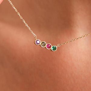 Custom birthstone necklace, family birthstone, personalized necklace, valentines day gift, stainless steel 14k gold plated, anniversary gift