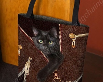 Bags for friend Personalized Black Cat Camo Pattern Bag Black Cat Handbag gift for her PPta7 Love Black Cat Shoulder Bag Cat Lover Gift