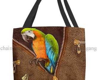 Tropical Birds Colorful Parrots And Exotic Flowers Deluxe Printing Small Purse Portable Receiving Bag Tropical Birds Colorful Parrots And Exotic Flowers Deluxe Printing Small Purse Portable Receiving Bag
