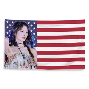 OH MY GIRL Arin Kpop American Flag Patriotic Tiktok Meme Trendy Room Tapestry Fanmade Subtle Kpop Merch