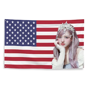 IVE Liz USA Kpop American Flag Patriotic Tiktok Meme Trendy Room Tapestry Fanmade Subtle Kpop Merch
