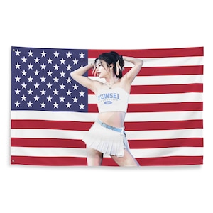 Yeji ITZY Kpop American Flag Standard Size Patriotic Tiktok Meme Trendy Room Tapestry Fanmade Subtle Kpop Merch World Tour 2024