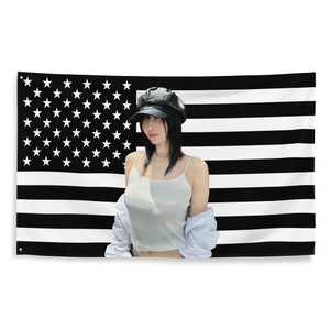 TWICE Momo USA Kpop Black American Flag Patriotic Tiktok Meme Trendy Room Tapestry Fanmade Subtle Kpop Merch