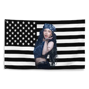 AESPA Karina UP Solo USA Kpop American Flag Vertical Patriotic Tiktok Meme Trendy Room Tapestry Fanmade Subtle Kpop Merch World Tour 2024