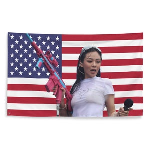 BIBI Waterbomb Festival USA Kpop American Flag Patriotic Tiktok Meme Trendy Room Tapestry Fanmade Subtle Kpop Merch
