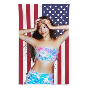 TWICE Im Nayeon USA Kpop American Flag Vertical Patriotic Tiktok Meme Trendy Room Tapestry Fanmade Subtle Kpop Merch