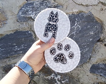 Mosaic Coaster Set - Handmade Cat and Dog Themed Coasters, Perfect for Housewarming or Mother's Day Gift, Unique Table Decor