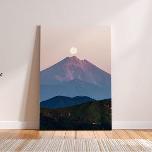 Moody Mountain Landscape Art Print: Deep Blue Nature Decor (Digital Download)