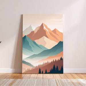 Nordic Mountain Landscape Art Print: Minimalist Scandinavian Wall Decor (Digital Download)