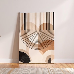 Beige Boho Line Art Print: Neutral Abstract Geometric Wall Decor (Digital Download