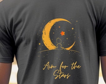 Aim for the Stars Inspirational Quote T-Shirt | Motivational Tee for Dreamers Unisex Jersey Short Sleeve Tee