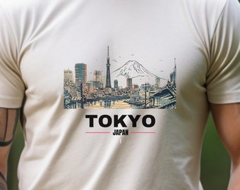 Tokyo Skyline T-Shirt | Vintage Japanese Cityscape Tee Unisex Jersey Short Sleeve Tee