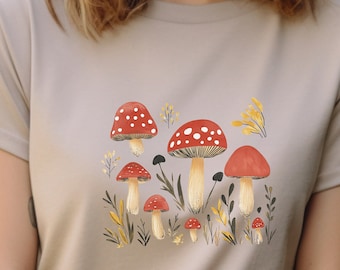 Botanical Mushrooms T-Shirt | Nature-Inspired Fungi Art Tee Unisex Jersey Short Sleeve Tee