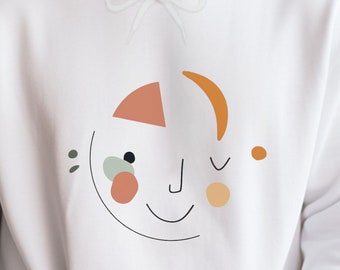Cozy Smiley Face Hoodie | Feel-Good Fashion Fall Sweatshirt  Unisex Heavy Blend™ Hooded Sweatshirt