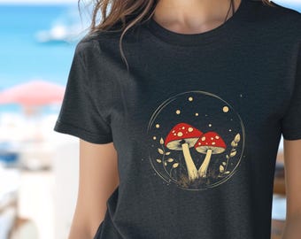 Botanische Paddestoel T-shirt | Op de natuur geïnspireerd T-shirt met schimmels | Cottagecore-shirt met esthetiek