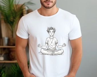 Camiseta de yoga zen / Camiseta gráfica con pose de yoga pacífica Camiseta de manga corta unisex