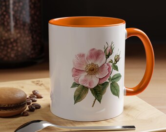 Rosa Damascena Mug | 11oz Ceramic Coffee Mug | Romantic Floral Gift for Rose Lovers